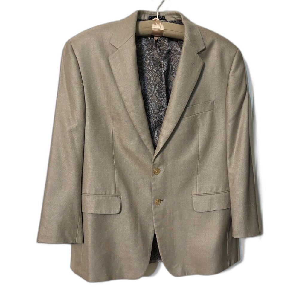 Ralph Lauren 42S Silk Wool Sport Coat Blazer Tan Beige Paisley Lined Dillard's